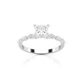 1.3 CT Princess Cut Lab Diamond Ring with Marquise cut Side Diamonds